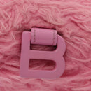 BALENCIAGA Hour Glass Hand Bag Wool 2way Pink Auth KD374-17