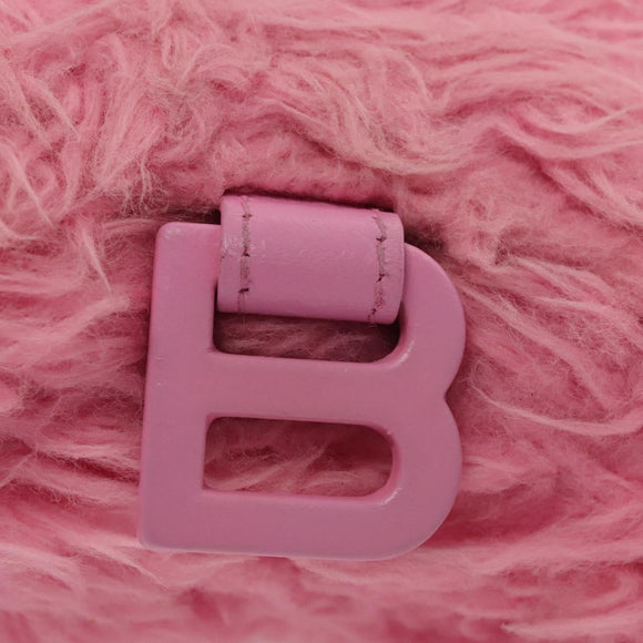 BALENCIAGA Hour Glass Hand Bag Wool 2way Pink Auth KD374