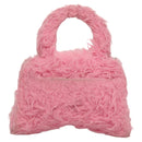 BALENCIAGA Hour Glass Hand Bag Wool 2way Pink Auth KD374-2