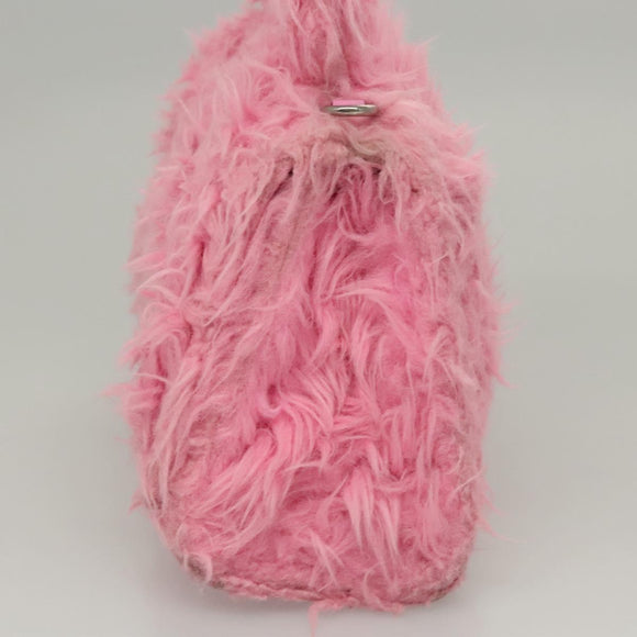 BALENCIAGA Hour Glass Hand Bag Wool 2way Pink Auth KD374