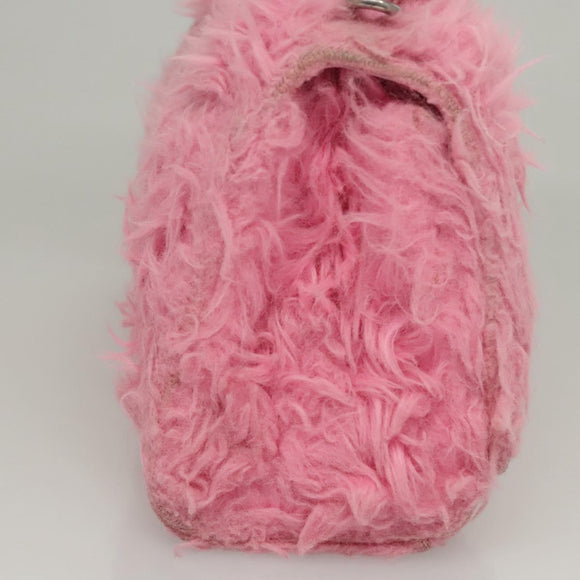 BALENCIAGA Hour Glass Hand Bag Wool 2way Pink Auth KD374