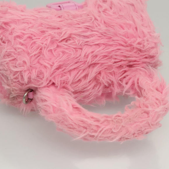 BALENCIAGA Hour Glass Hand Bag Wool 2way Pink Auth KD374