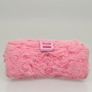 BALENCIAGA Hour Glass Hand Bag Wool 2way Pink Auth KD374-5