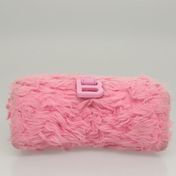 BALENCIAGA Hour Glass Hand Bag Wool 2way Pink Auth KD374