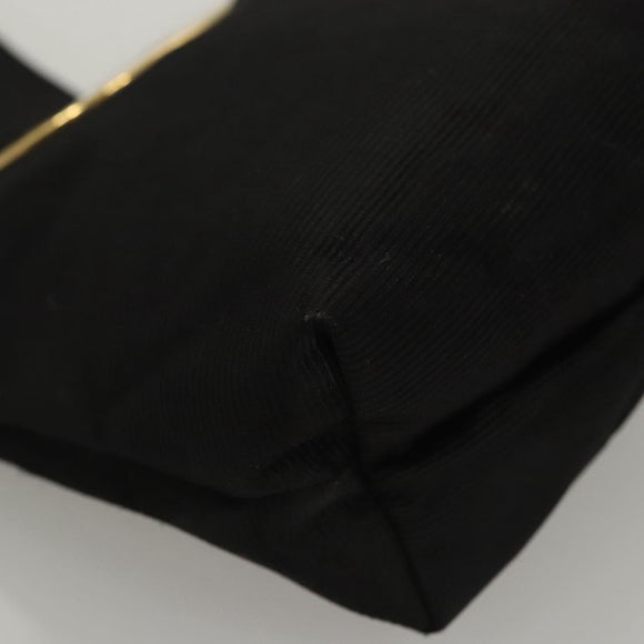 CELINE Circle Pouch Nylon Black Gold Auth KD376