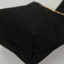 CELINE Circle Pouch Nylon Black Gold Auth KD376-14