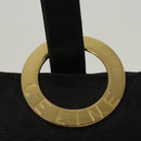CELINE Circle Pouch Nylon Black Gold Auth KD376-10