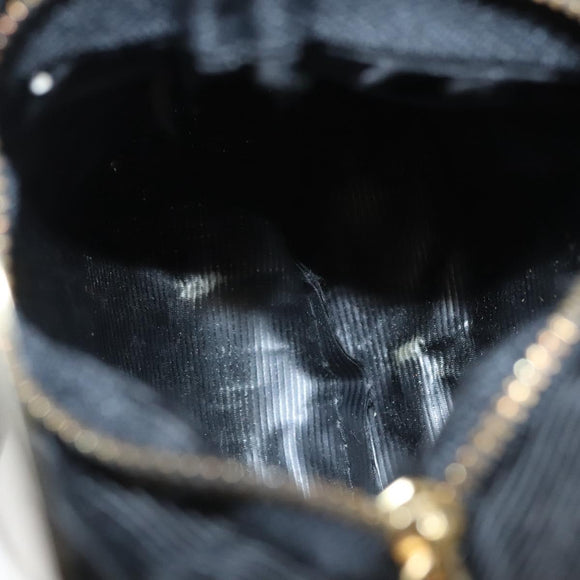 CELINE Circle Pouch Nylon Black Gold Auth KD376