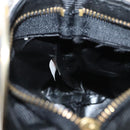 CELINE Circle Pouch Nylon Black Gold Auth KD376-17