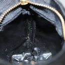 CELINE Circle Pouch Nylon Black Gold Auth KD376-18