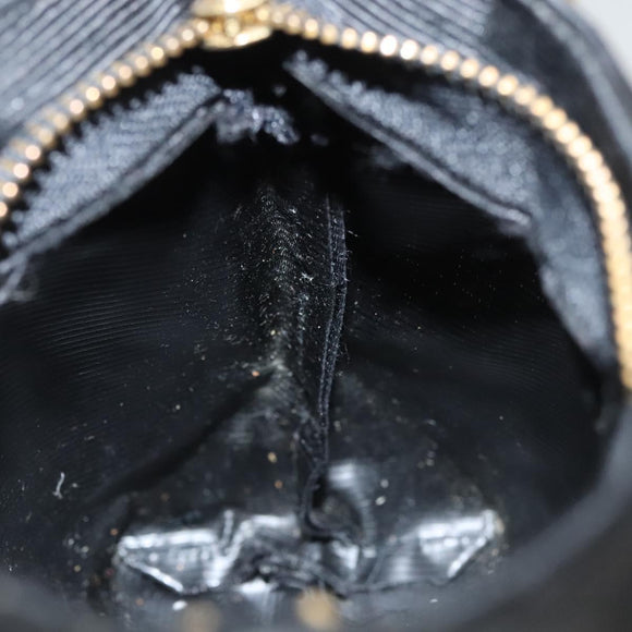 CELINE Circle Pouch Nylon Black Gold Auth KD376