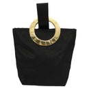 CELINE Circle Pouch Nylon Black Gold Auth KD376-13