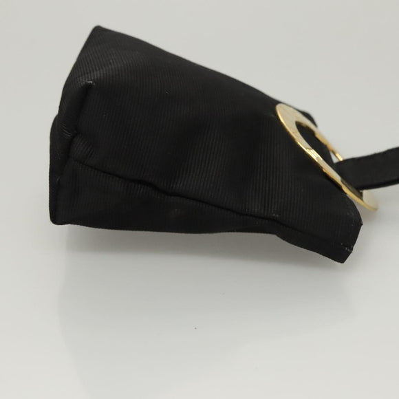 CELINE Circle Pouch Nylon Black Gold Auth KD376