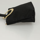 CELINE Circle Pouch Nylon Black Gold Auth KD376-4