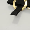 CELINE Circle Pouch Nylon Black Gold Auth KD376-7