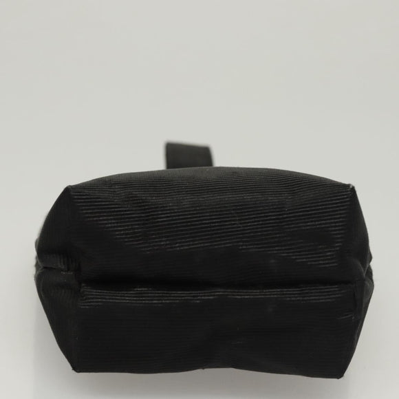 CELINE Circle Pouch Nylon Black Gold Auth KD376