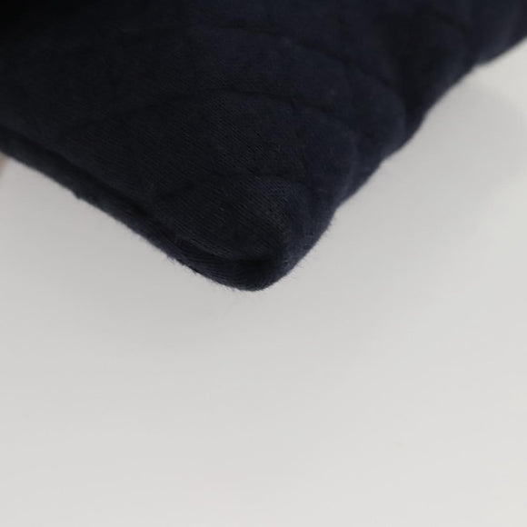 CHANEL Mini Matelasse Chain Pouch Cotton Navy Gold CC Auth KD377