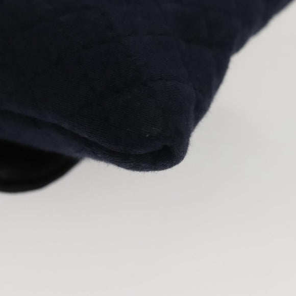 CHANEL Mini Matelasse Chain Pouch Cotton Navy Gold CC Auth KD377