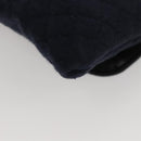 CHANEL Mini Matelasse Chain Pouch Cotton Navy Gold CC Auth KD377-9