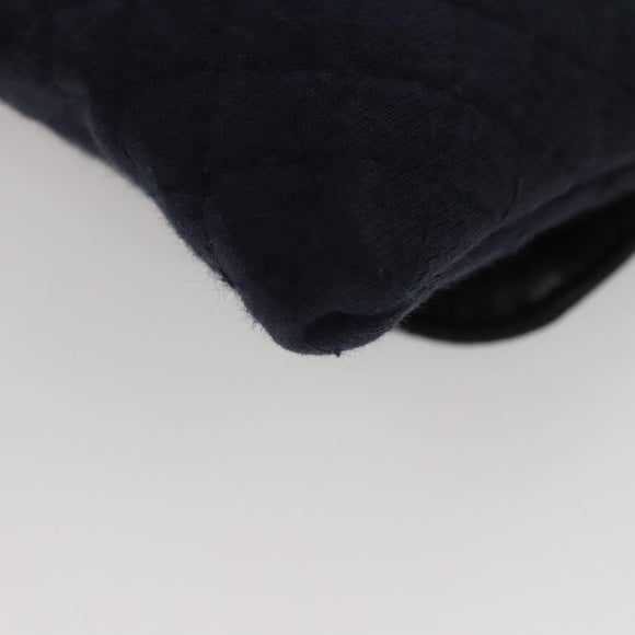 CHANEL Mini Matelasse Chain Pouch Cotton Navy Gold CC Auth KD377