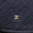 CHANEL Mini Matelasse Chain Pouch Cotton Navy Gold CC Auth KD377-10