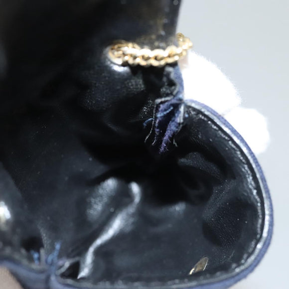 CHANEL Mini Matelasse Chain Pouch Cotton Navy Gold CC Auth KD377
