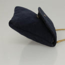CHANEL Mini Matelasse Chain Pouch Cotton Navy Gold CC Auth KD377-3