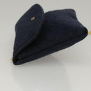 CHANEL Mini Matelasse Chain Pouch Cotton Navy Gold CC Auth KD377-4