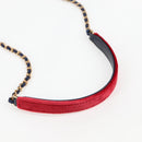 CHANEL Matelasse Camellia Chain Schultertasche Velour Rot CC Auth KD378SM-15
