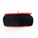 CHANEL Matelasse Camellia Chain Shoulder Bag Velor Red CC Auth KD378SM-6