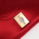CHANEL Matelasse Camellia Chain Schultertasche Velour Rot CC Auth KD378SM-24