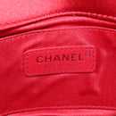 CHANEL Matelasse Camellia Chain Schultertasche Velour Rot CC Auth KD378SM-26
