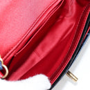 CHANEL Matelasse Camellia Chain Shoulder Bag Velor Red CC Auth KD378SM-9