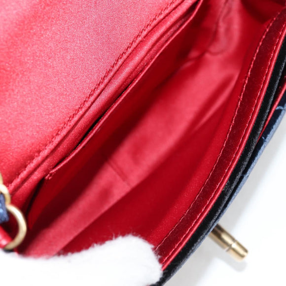 CHANEL Matelasse Camellia Chain Schultertasche Velour Rot CC Auth KD378SM