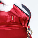 CHANEL Matelasse Camellia Chain Schultertasche Velour Rot CC Auth KD378SM-28