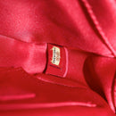 CHANEL Matelasse Camellia Chain Schultertasche Velour Rot CC Auth KD378SM-10