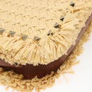 Valentino Studs Shoulder Bag Raffia Beige Brown gold Auth KD385V-16