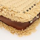 Valentino Studs Shoulder Bag Raffia Beige Brown gold Auth KD385V-17