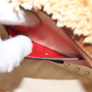 Valentino Studs Shoulder Bag Raffia Beige Brown gold Auth KD385V-12