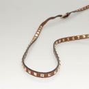 Valentino Studs Shoulder Bag Raffia Beige Brown gold Auth KD385V-7