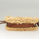 Valentino Studs Shoulder Bag Raffia Beige Brown gold Auth KD385V-5