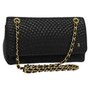 BALLY Chain Shoulder Bag Leather Black Auth KD388-1