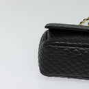 BALLY Chain Shoulder Bag Leather Black Auth KD388-9