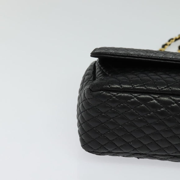 BALLY Chain Shoulder Bag Leather Black Auth KD388