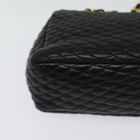 BALLY Chain Shoulder Bag Leather Black Auth KD388