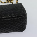 BALLY Chain Shoulder Bag Leather Black Auth KD388-16