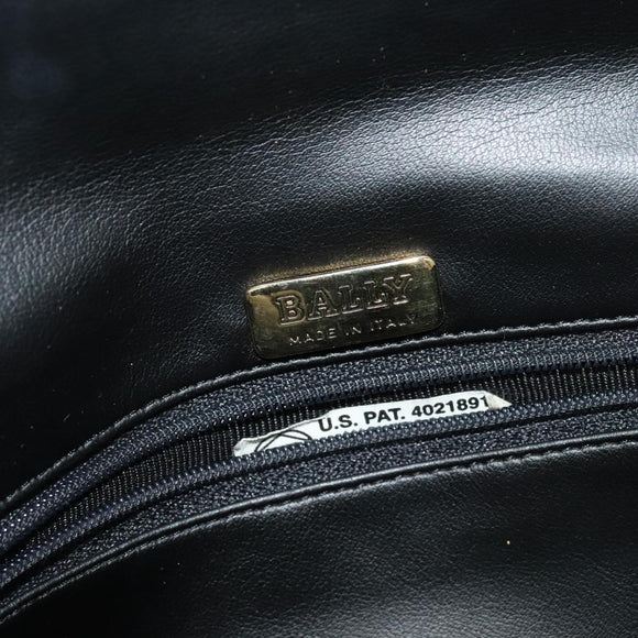 BALLY Chain Shoulder Bag Leather Black Auth KD388