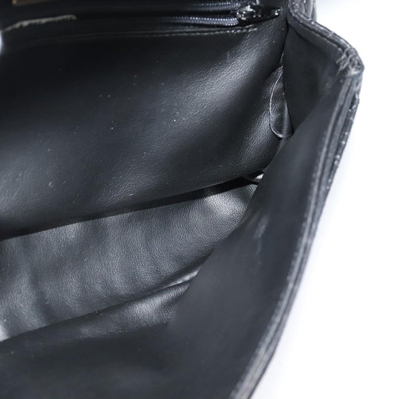 BALLY Chain Shoulder Bag Leather Black Auth KD388