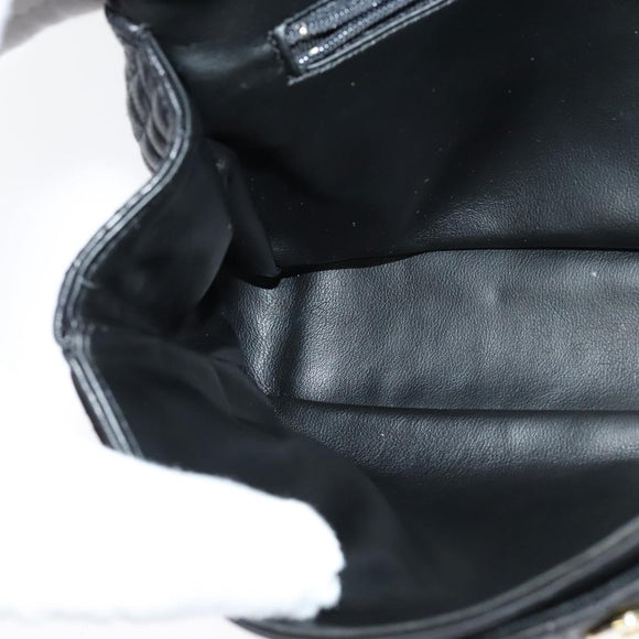 BALLY Chain Shoulder Bag Leather Black Auth KD388