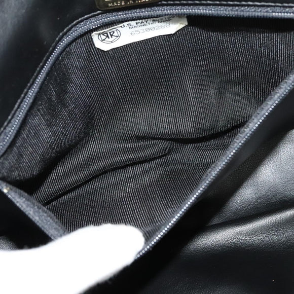 BALLY Chain Shoulder Bag Leather Black Auth KD388